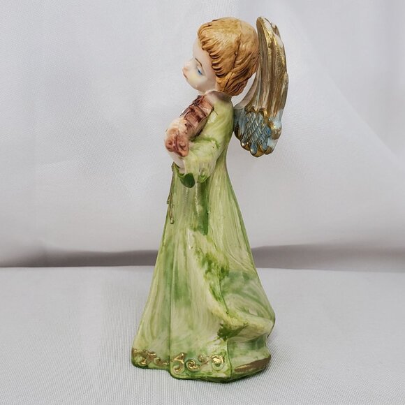 VTG Fontanini Plastic Depose Italy Angel #163 Green Figurine Playing Violin - Picture 6 of 8